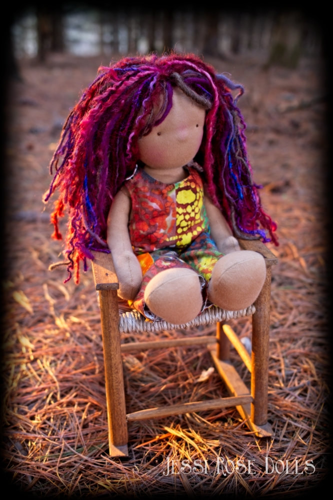 rainbow hair waldorf doll